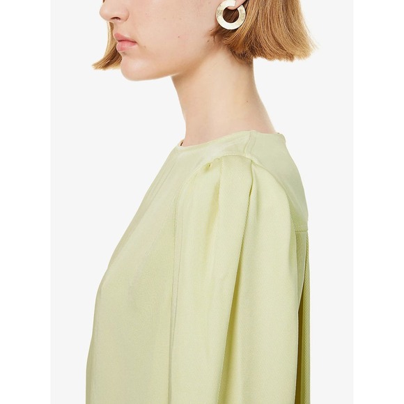 Maria McManus Size 0 Gathered Shoulder Mini Dress Lemon Ice Long Sleeve NWT $990 - Picture 14 of 16